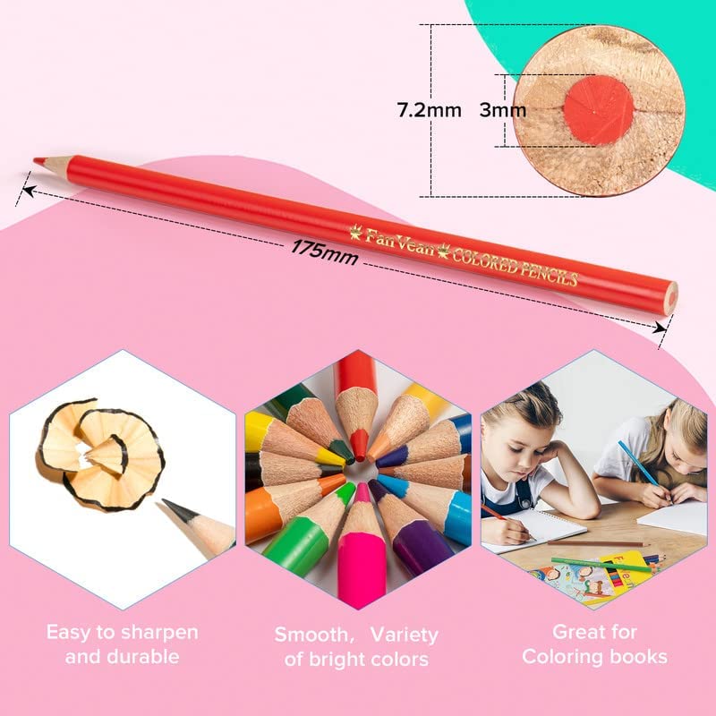 Fanvean Colored Pencils For Kids Classroom Set, 12 Count Pre-Sharpened Coloring Pencil Bulk Gift
