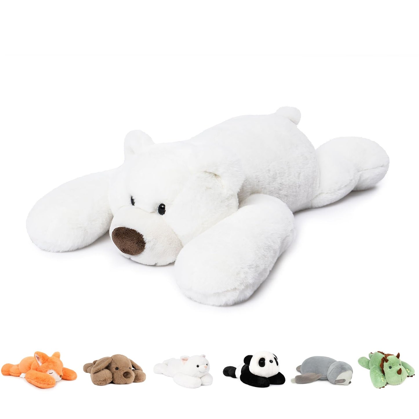 Niuniu Daddy 20' | 3.3 Pound Polar Bear Weighted Stuffed Animals, Large White Bear Plush Toy Pillow With Fluffy Fur For Kids Adults Teens Cute Stuffy Animal For Valentine Christmas Birthday Gift