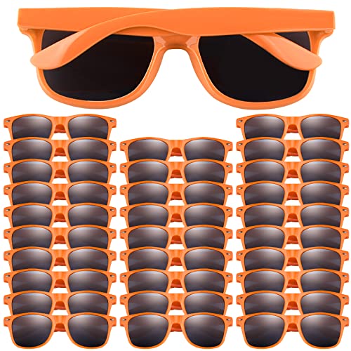 Fepito 30 Pieces Party Sunglasses Bulk For Birthday Party Supplies Treat Bag Fillers For Beach Pool Party Toys, Orange