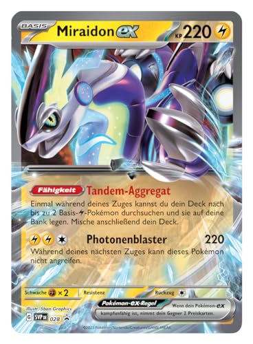 Pok  mon - Trading Card Game: Tin-Box Paldea Legends - Miraidon (1 Holographic Card & 4 Booster Packs)