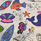 The Coloring Table - Oceantime Fun Design - Xl Rectangle Tablecloth - Fabric Coloring Tablecloth - Colorable Designs - Washable