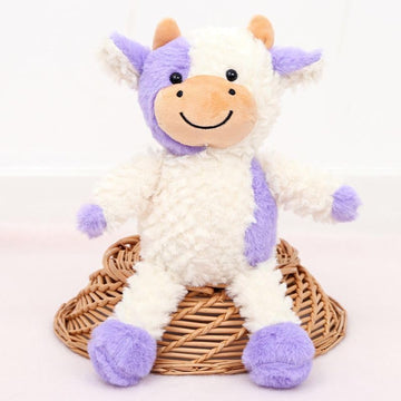 Yukouqian Cow Stuffed Animal Cow Plush Doll Toy 11.8 Inch For Girls Boys Christmas Children'S (Stand Cow Purple)