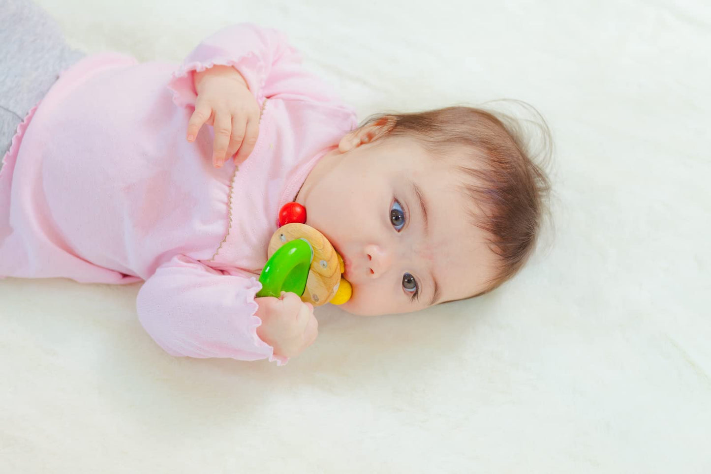 Plantoys (5213) Wooden Bell Rattle And Teether Baby Toy Sustainably Made From Rubberwood And Non-Toxic Paints And Dyes