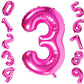 Atpata Funky Pink Number Foil Balloons for Numeric Milestone Parties (40 INCH, 3)