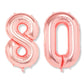 Flyloons 80 number Rose Gold Foil Balloon 16 inch Size Birthday Decoration Items Pack of 2 | 80th Year Balloons | Eighty