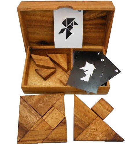 Winshare Logic Tangram Set - Wooden Puzzle Game with Play Cards, Unicorn 311 Size, Fun Educational Activity for All Ages