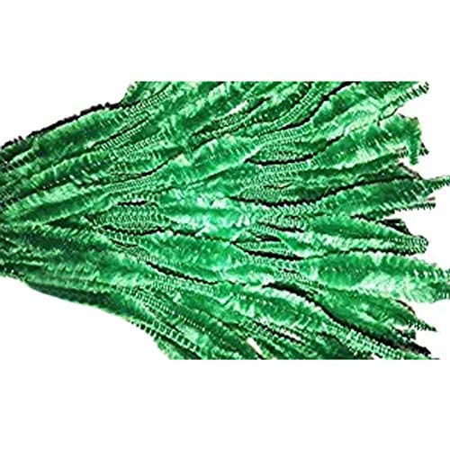 Caryko Fuzzy Bump Chenille Stems Pipe Cleaners, Pack of 100 (Green)