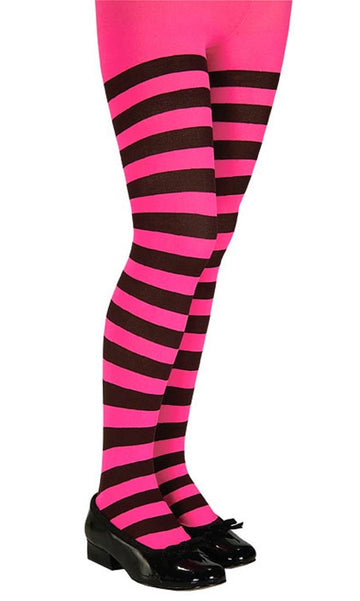 Rubies Costume Co Child Pink/Black Striped Tights Costume, Small