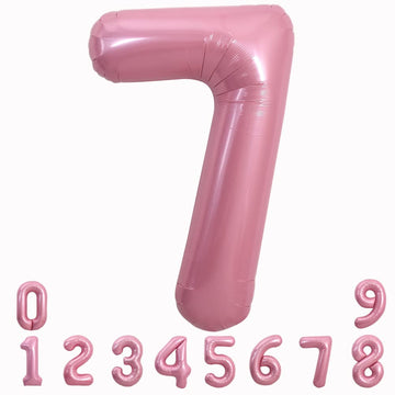 Toniful 40 Inch Light Pink Large Numbers Balloons 0-9, Number 7 Digital 7 Helium Balloons, Pink Foil Mylar Big Number Pastel Bal