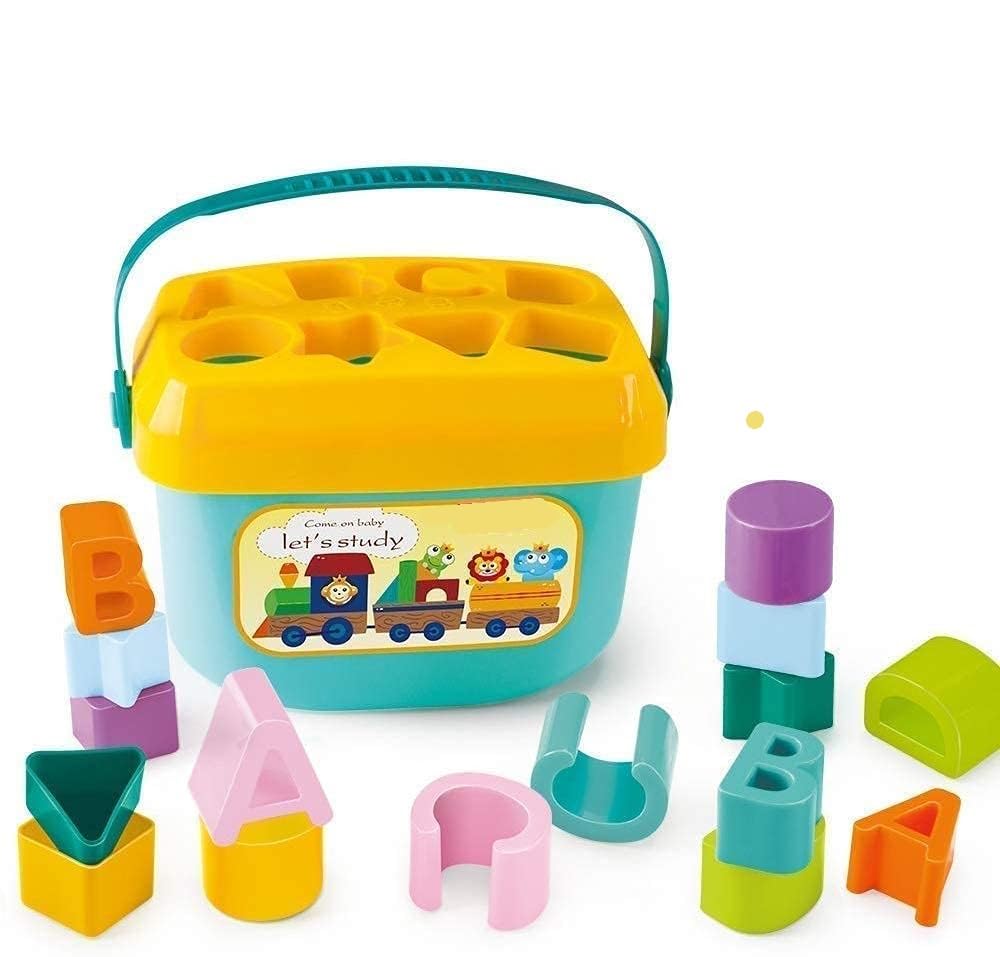 Coofandy Baby Plastic First Block Shapes&Sorter, 16 Blocks, Abcd Blocks Game Toys For 6 Months To 1 Year Old Kids Toys For Devel