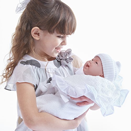 Jc Toys Soft Body La Newborn In White Bunting And Accessories., 15.5' (18786)