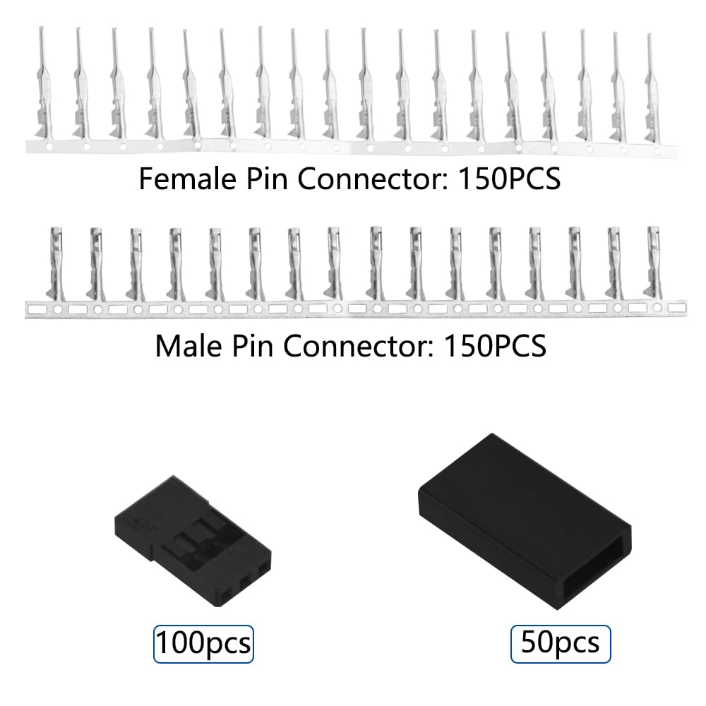 Wmycongcong 450 Pcs Universal Servo Cable Wire Connector And Male Female Crimp Pin Kit For Jr Hitec Connector