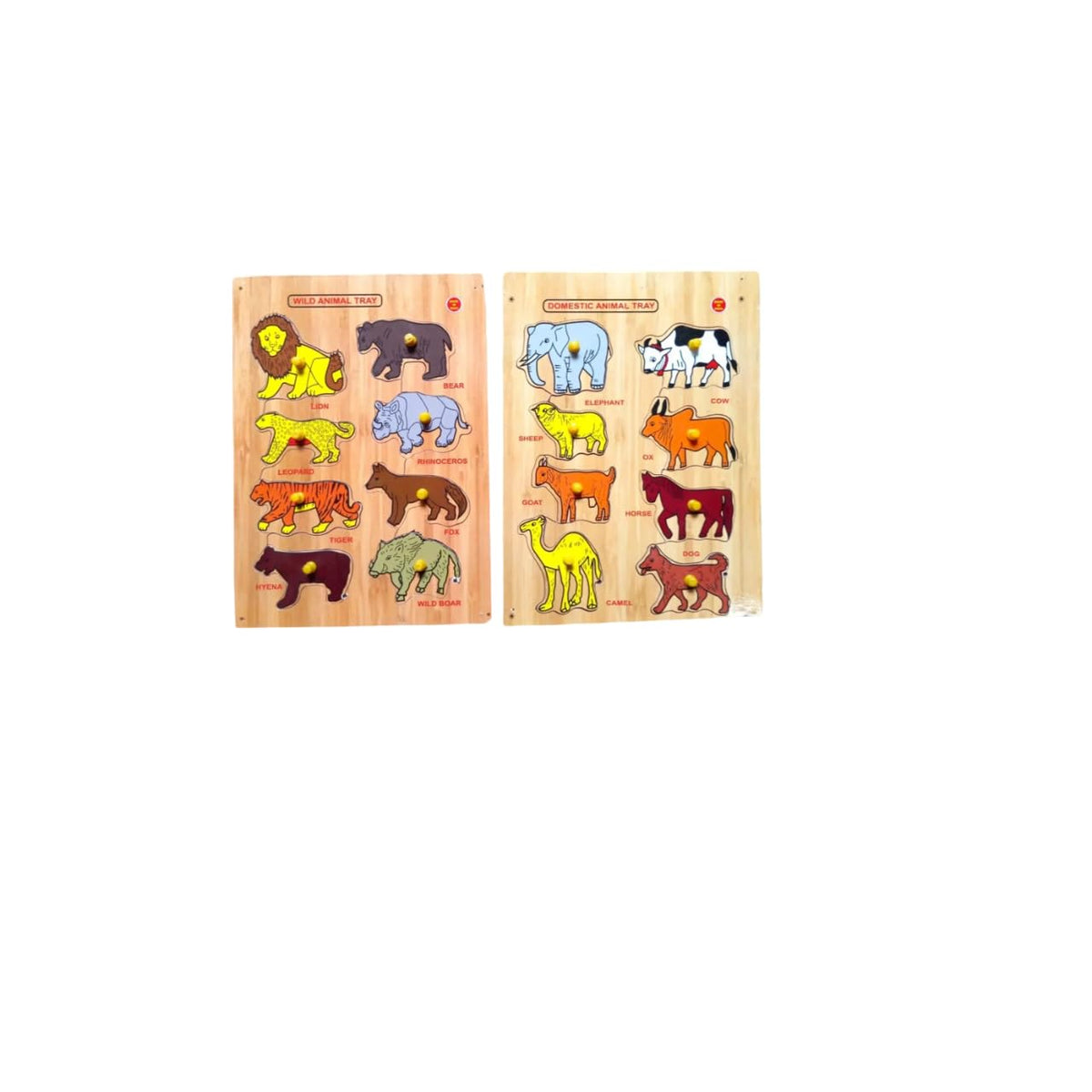 Asiya Enterprises Puzzle Combo of Wooden Wild Animal with Domestic Animals Picture for Unisex Kids