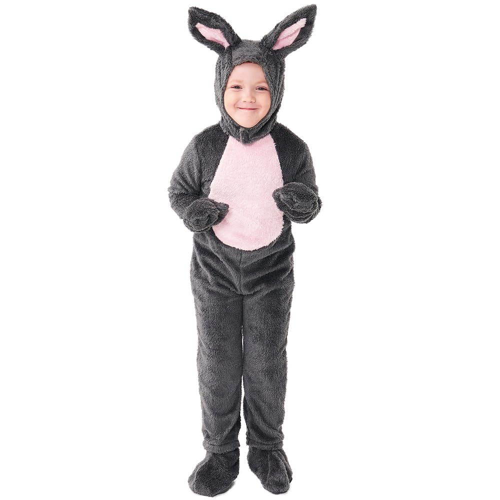 XSDZSWQY Kids Easter Bunny Costume Grey Rabbit Animal Plush Set Onesie for Child Christmas Halloween Cosplay Onepiece. (Grey, 10