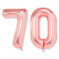 Flyloons 70 number Rose Gold Foil Balloon 16 inch Size Birthday Decoration Items Pack of 2 | 70th Year Balloons | Seventy