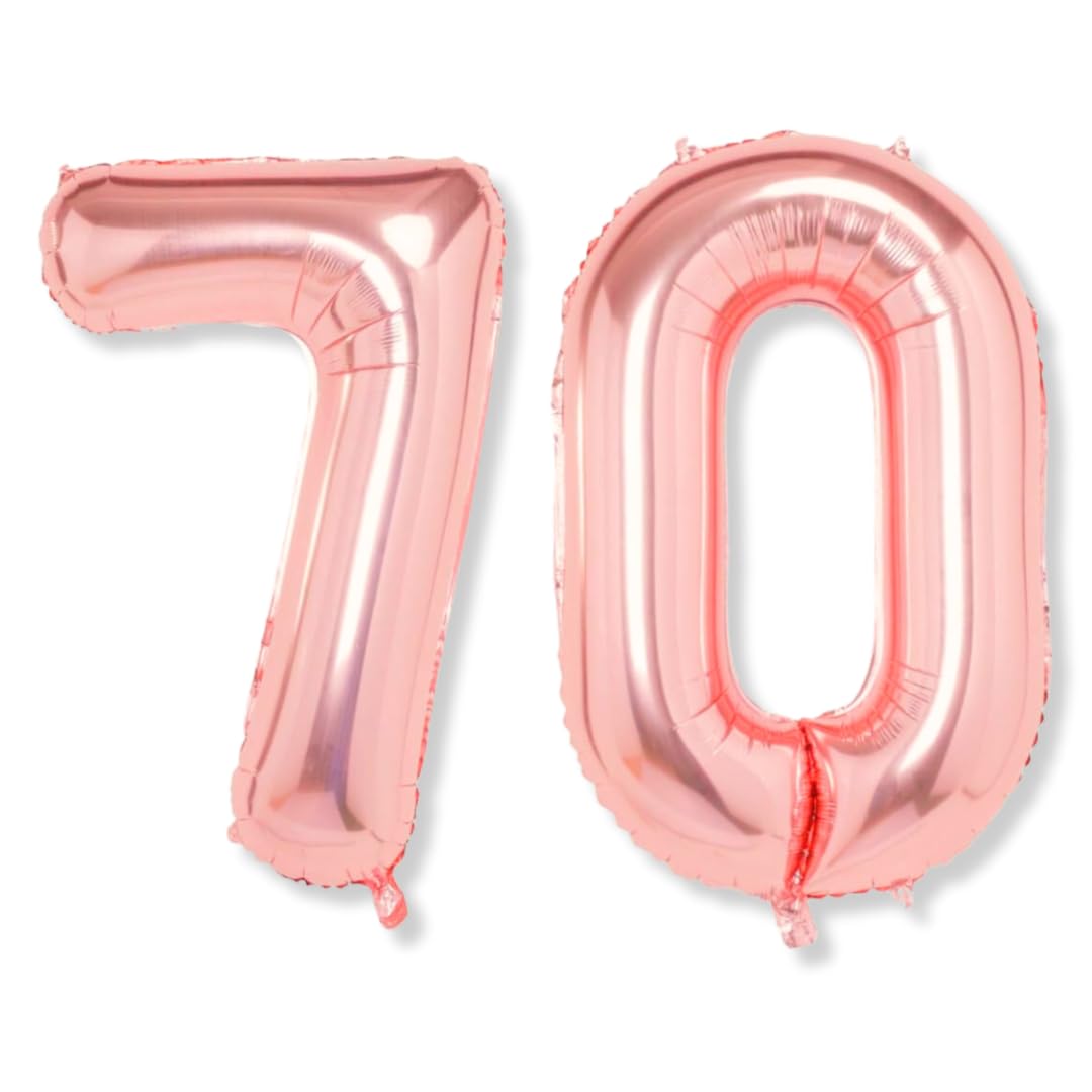 Flyloons 70 number Rose Gold Foil Balloon 16 inch Size Birthday Decoration Items Pack of 2 | 70th Year Balloons | Seventy
