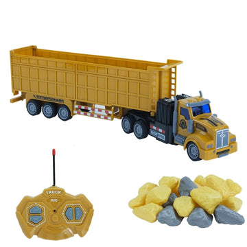 Calest Remote Control Semi Dump Truck With Trailer Includes Simulated Stones, 14 1:48 Trailer Dump Truck Toy, Equipped With 2 Re