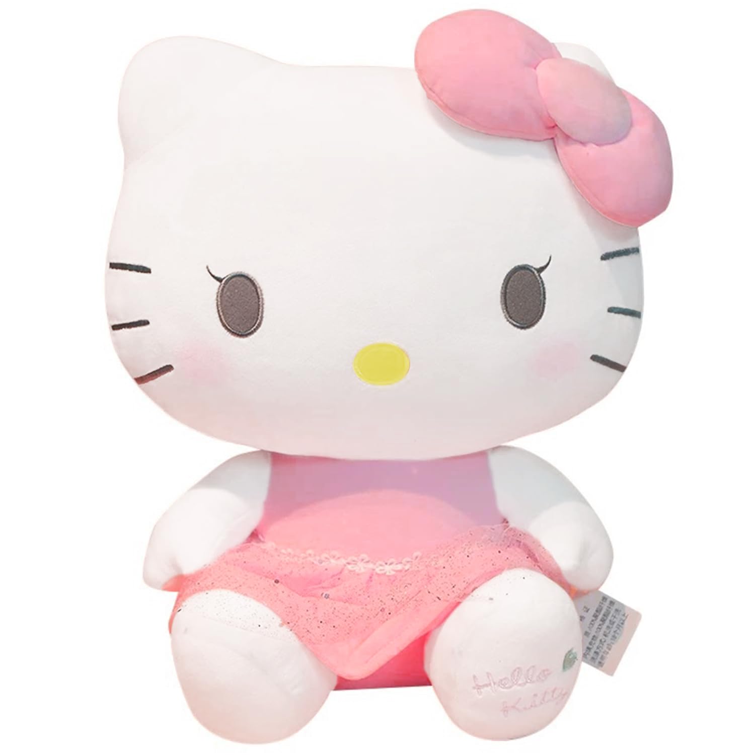 15 inch Adorable Pink-Dressed Cat Plush Doll Soft & Cuddly for Kitten Girls Collectors