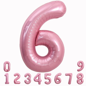 Toniful 40 Inch Light Pink Large Numbers Balloons 0-9, Number 6 Digital 6 Helium Balloons, Pink Foil Mylar Big Number Pastel Bal