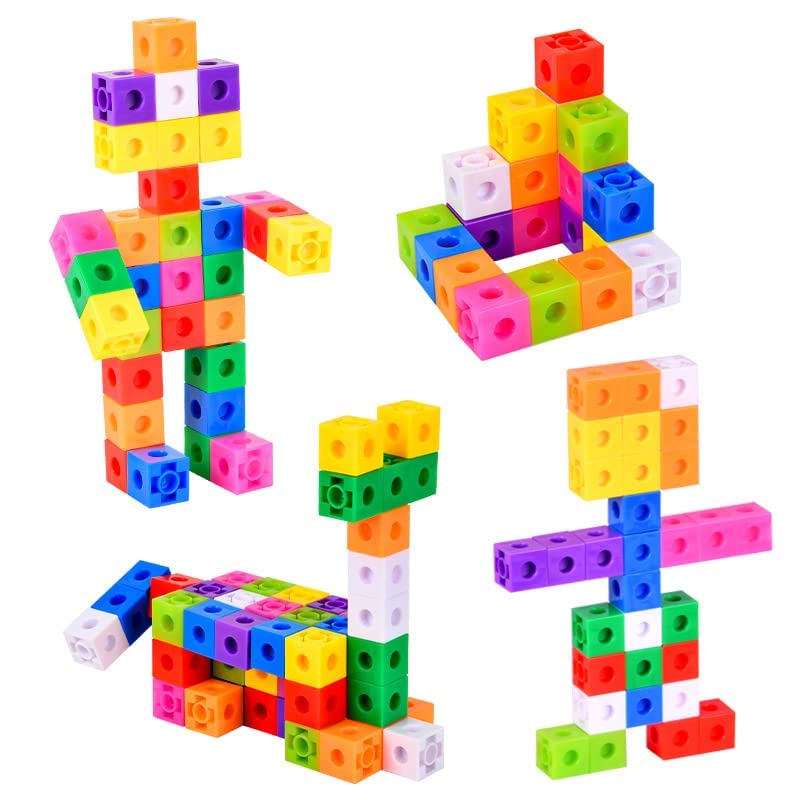 PULSBERY Creation Cubes 100 Piece Snap Unit Cubes Centimeter Cube and Interlocking Building Set STEM Toy | Promote Color Sorting