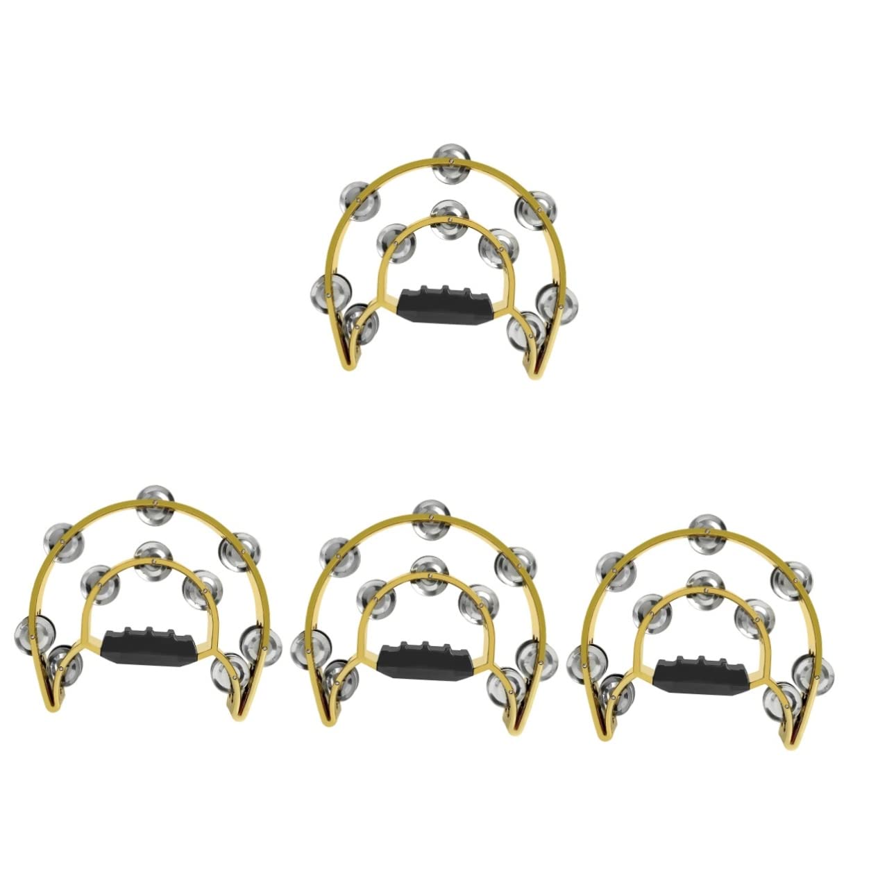 Milisten 4Pcs Double Row Rattle Tambourine Dedicated Child Metal Golden