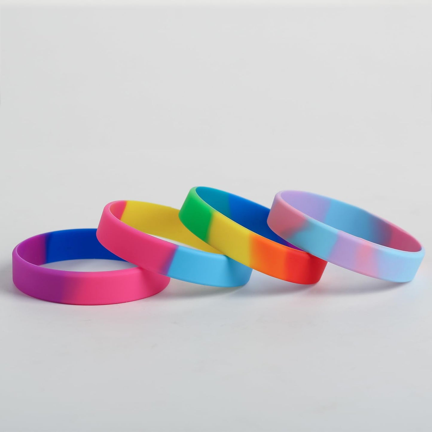 IDREAMBAND 12 pcs Color Pattern Rubber Bracelets Wristbands Blank Bracelets Silicone Wristbands for Men Women Teen, Suitable for