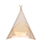 Watevlotcs Kids Play Teepee Tent With Carry Bag 43 X 43 X 63 Inch, Natural Cotton Canvas + Pine Wood Frame