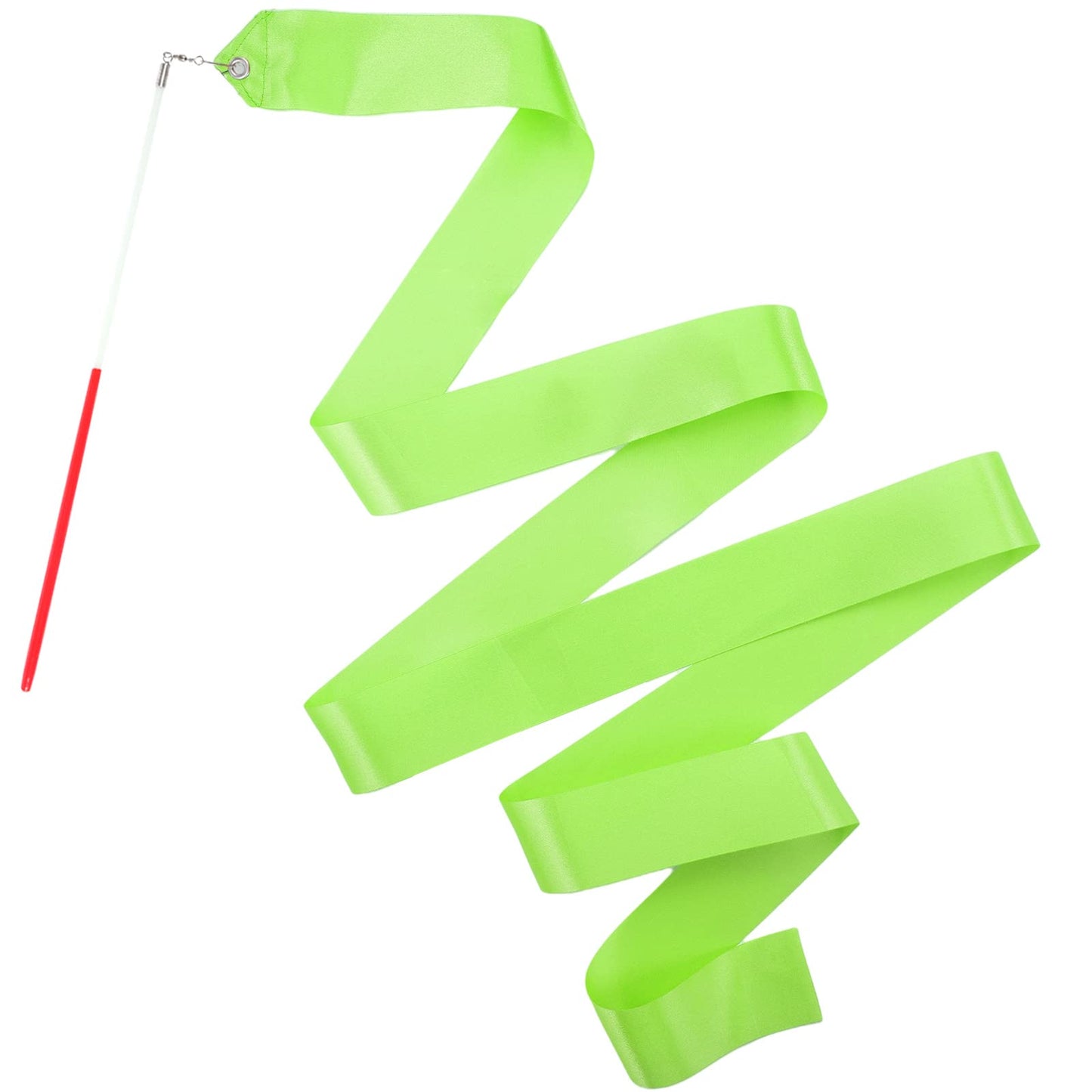 Hiunicorn 12Pcs Green Dance Ribbons Party Favors For Girls Rhythmic Gymnastics Ballerina Birthday Party Streamers Decoration, Kids Circus Carnival Ribbon Silks Sticks Wands