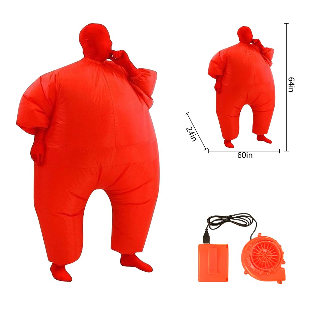 Qshine Inflatable Full Body Jumpsuit Cosplay Costume Halloween Funny Fancy Dress Blow Up Party Toy (Red)