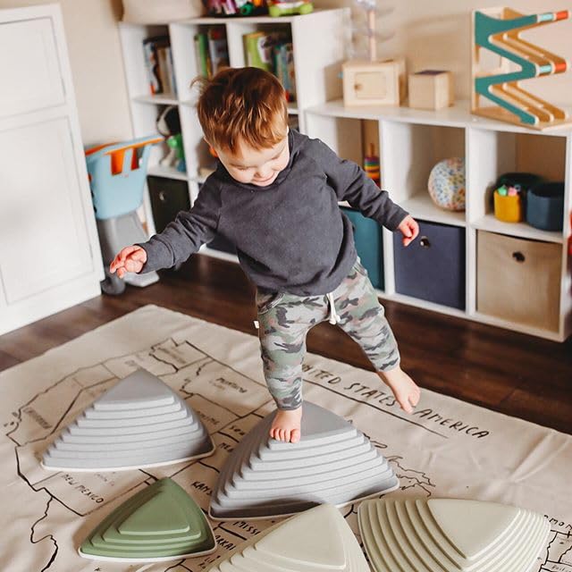 Jumpoff Jo - Rocksteady - Balance & Coordination Enhancing Blocks And Stepping Foam Stones, Sensory Toys For Kids - Indoor And O