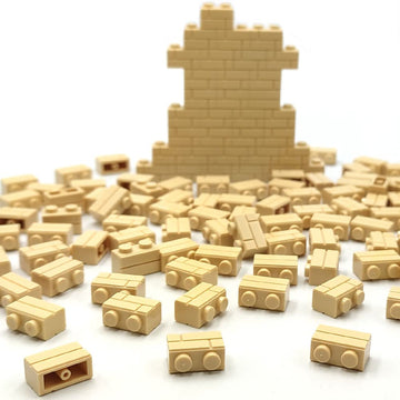 Zhx Masonry Profile Bricks Bulk Khaki Color Diy Building Block Toy For Wall Parts And Pieces Compatible For Major Brand 1X2 Brick 150Pcs