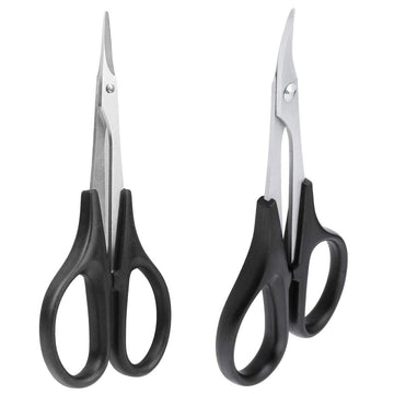 2-Pack HobbyPark RC Body Trimming Scissors Set, 1 Straight & 1 Curved Scissor for RC Vehicle Truck Buggy Lexan Plastic Bodyshell
