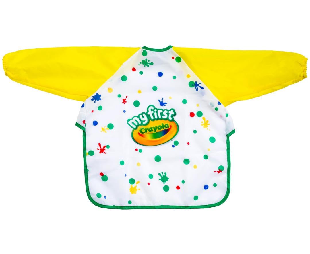 Crayola Art Smock for Toddlers, Waterproof Bib, 1 Count, Ivory, Model 811379, Best Fit for Age 1 (12 Months)