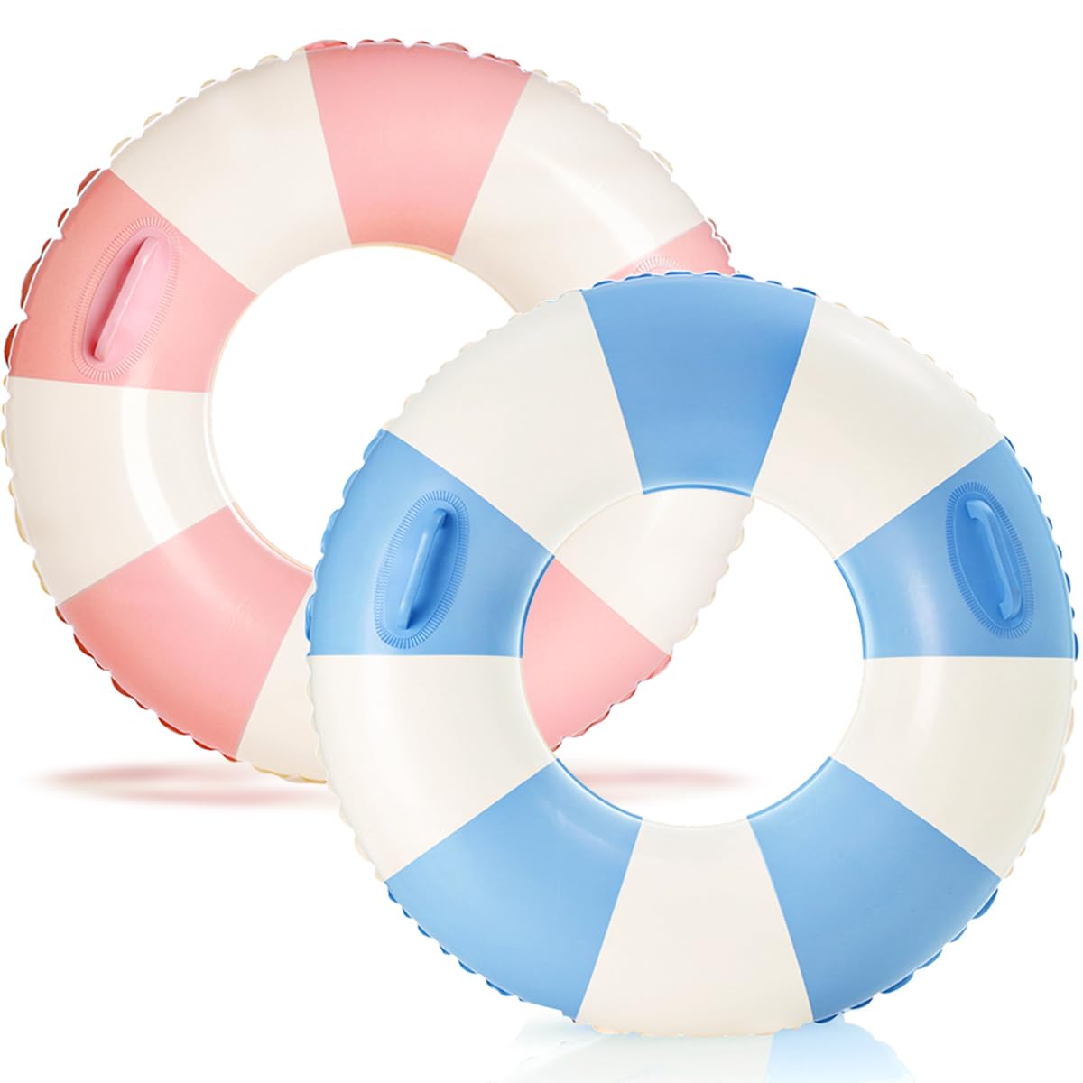 2PCS Pool Floats for mature-themed Striped Swim Ring Pool Floaties Inflatable Swimming Pool Raft Party Water Summer Beach Lounger Float Party Supplies (120#Multi Stripe 2)