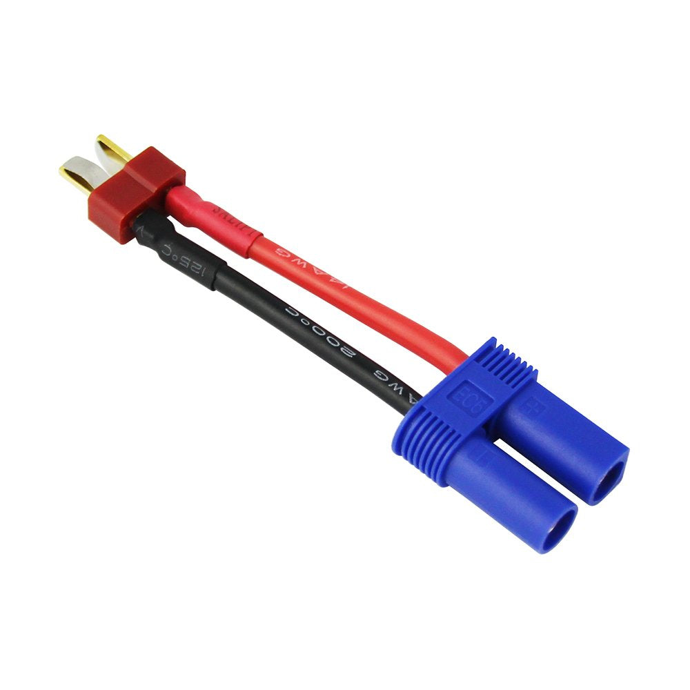 OliYin 3pcs Male Deans T-Plug to Female EC5 Losi Connector Adapter with 14awg 1.96inch Wire for Brushless LiPO Battery(Pack of 3