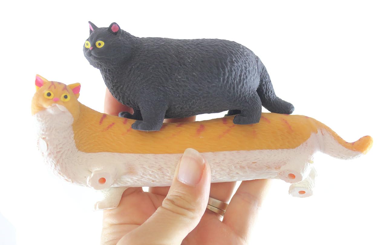 4 Fat Stretchy Cat Crushed Bead Sand Filled - Kitty Lover Sensory Fidget Toy Weighted (4 Fat Cats (All 4 Colors))
