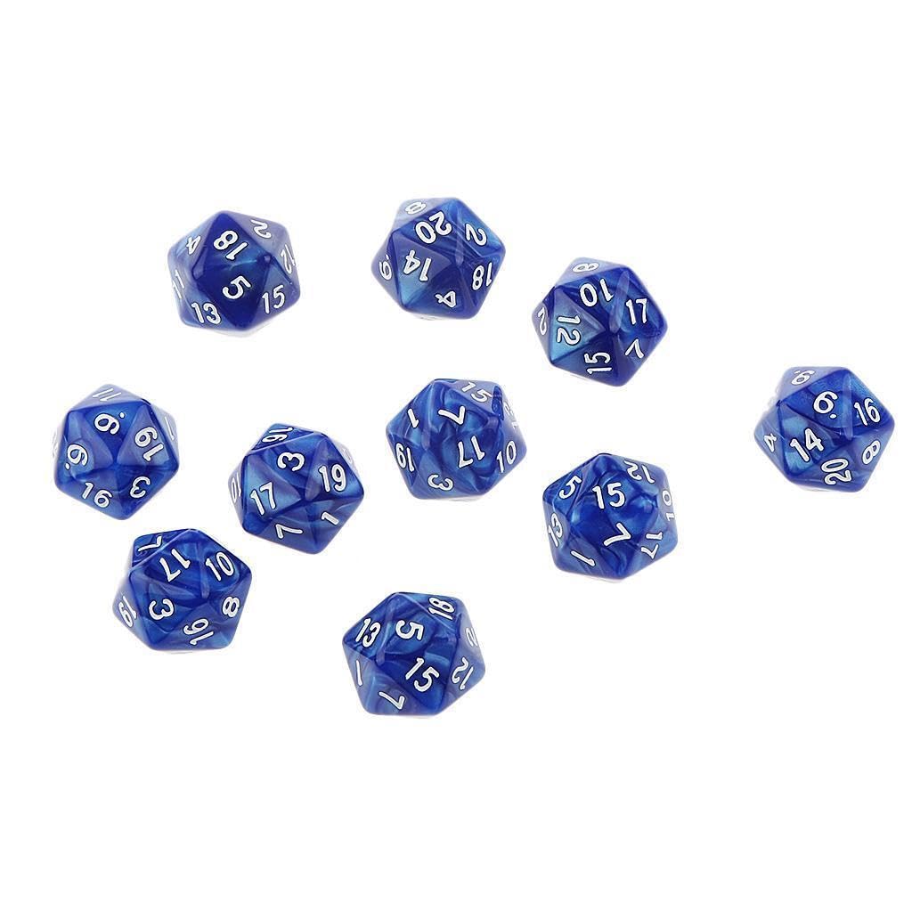 Yiotfandoll 10PCS Polyhedral Dice D20 Dice 20mm Acrylic 20 Sided Dice Game Dice for RPG MTG DND Dice Table Games (Blue)