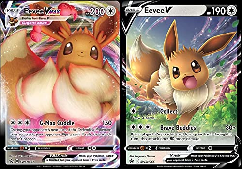 Pokemon Eevee Vmax & V - Black Star Promo - Card Lot - Swsh065 / Swsh087 - Holo Rare