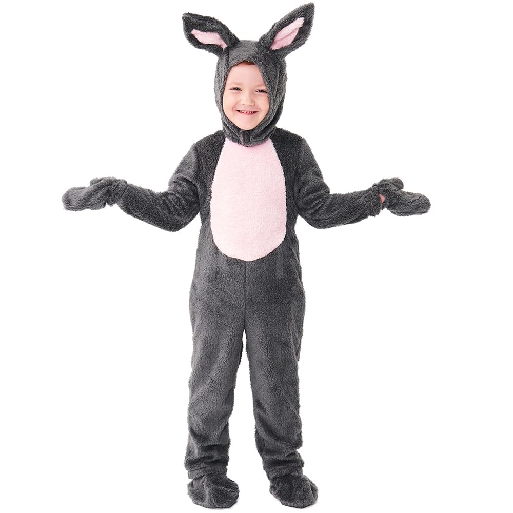 XSDZSWQY Kids Easter Bunny Costume Grey Rabbit Animal Plush Set Onesie for Child Christmas Halloween Cosplay Onepiece. (Grey, 10