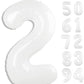 White 2 Balloon, Translucent Number Balloons 40 Inch, 2Nd Balloon Number Birthday Decorations, Second Two Birthday Party Supplie