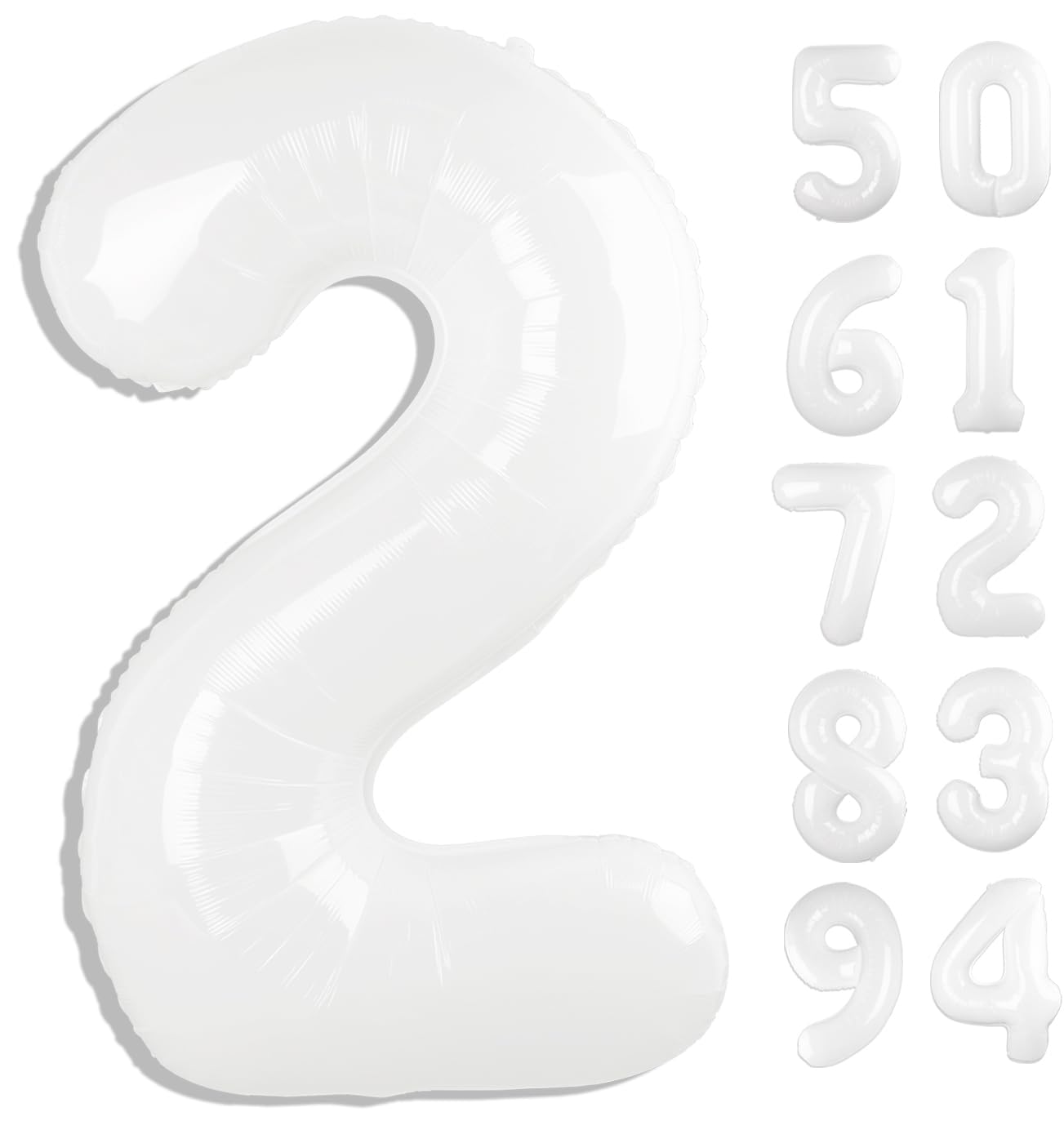 White 2 Balloon, Translucent Number Balloons 40 Inch, 2Nd Balloon Number Birthday Decorations, Second Two Birthday Party Supplie