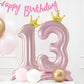 Alainzeo 42 Inch Pink Number Balloons 0-9 With Crown, Helium Aluminum Foil Big Number Balloons For Birthday, Wedding Anniversary
