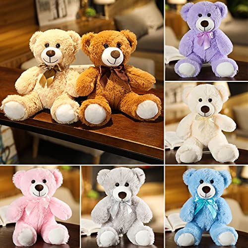 Shafish Plush Teddy Bear Cute Stuffed Animal Bear With Bow Plush Toys Gift For Kids And Girls 35Cm/13.8 Inches (Purple)