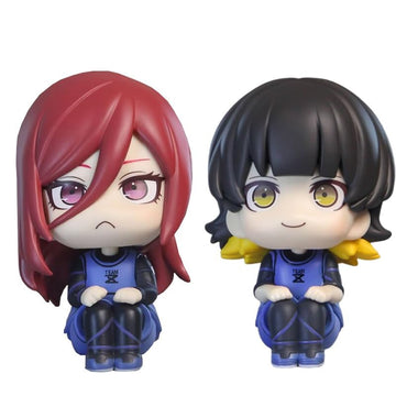 Puruuige 2Pcs Bachira Meguru+Chigiri Hyoma Figure Anime Look Up Figurine 3.9'' Pvc Chigiri Hyoma Q Version Action Figure Model C