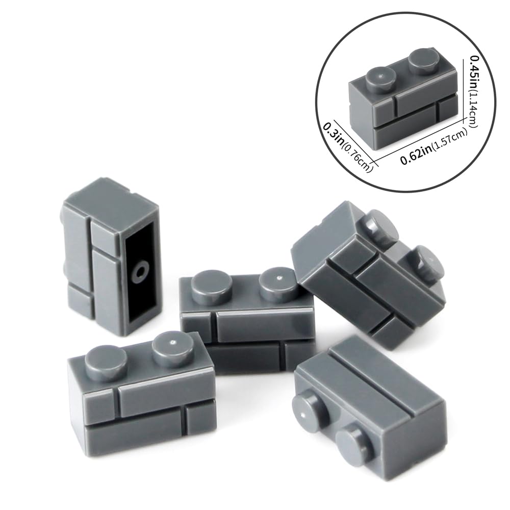 Feleph 360 Pieces 1X2 Masonry Profile Bricks Building Blocks For Wall Parts And Pieces Diverse Bulk Toy Set Compatible With Major Brands (Dark Gray)