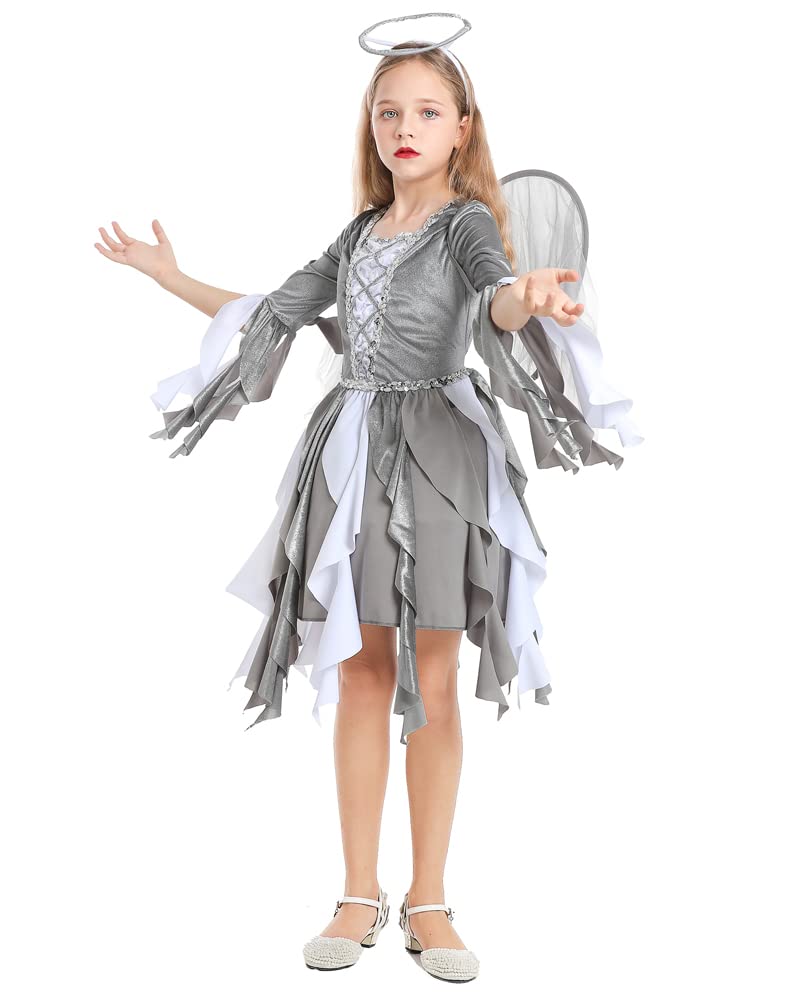 Seasons Girls Fallen Angel Costume Includes Glitter Halo,Dress And Wings (L(10-12))