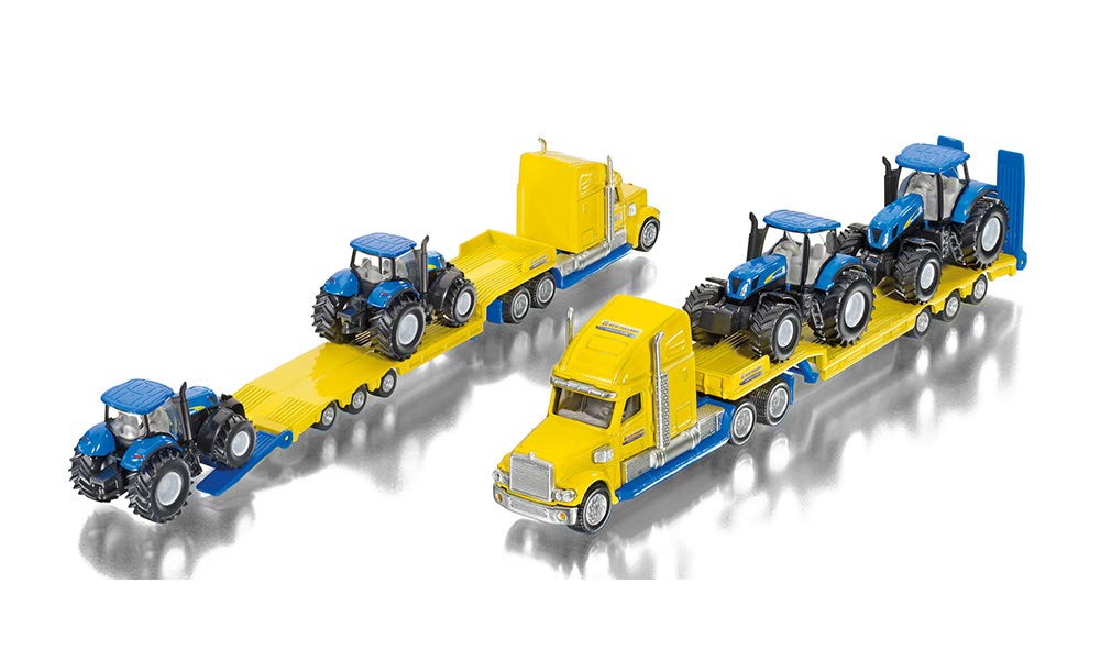 Siku 1805, Lorry with New Holland Tractors, 1:87, Metal/Plastic, Yellow/Blue, Multifunctional