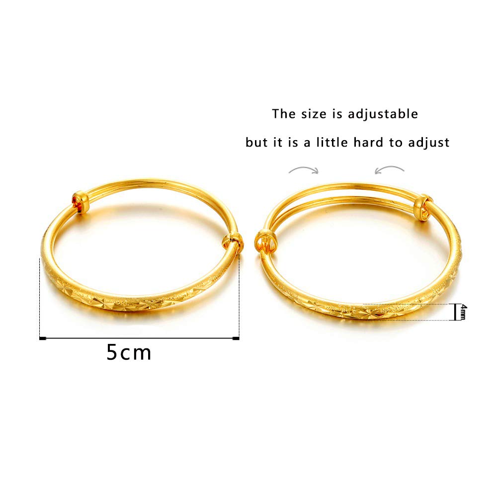 Ethlyn 2Pcs/Lot 18K Gold Plated Stars Kids Lucky Bangles &Bracelets Birthday Present For Boys And Girls