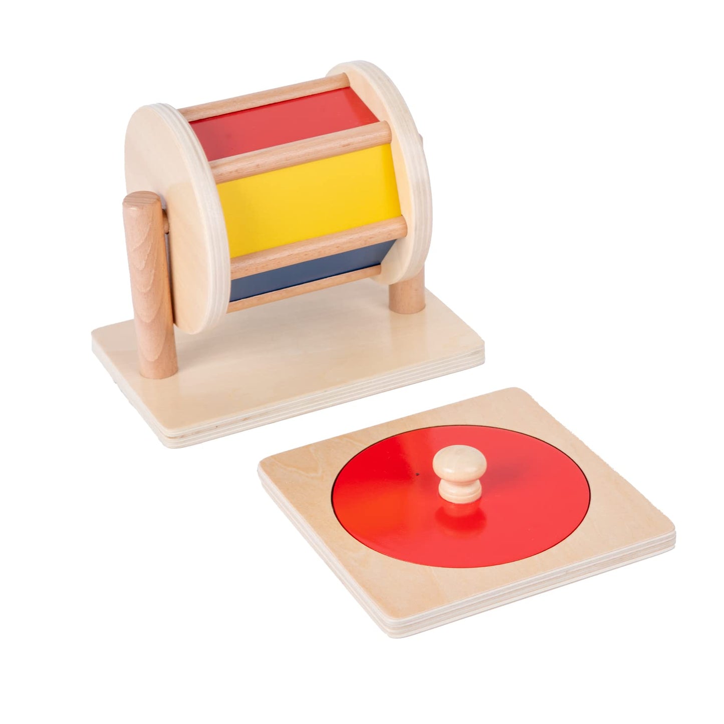 Montessori Baby Toys Play Kit - Montessori Mirror, Peekaboo, Knob Puzzle, Medium Spinning Drum - For 6-12 Months Toddlers