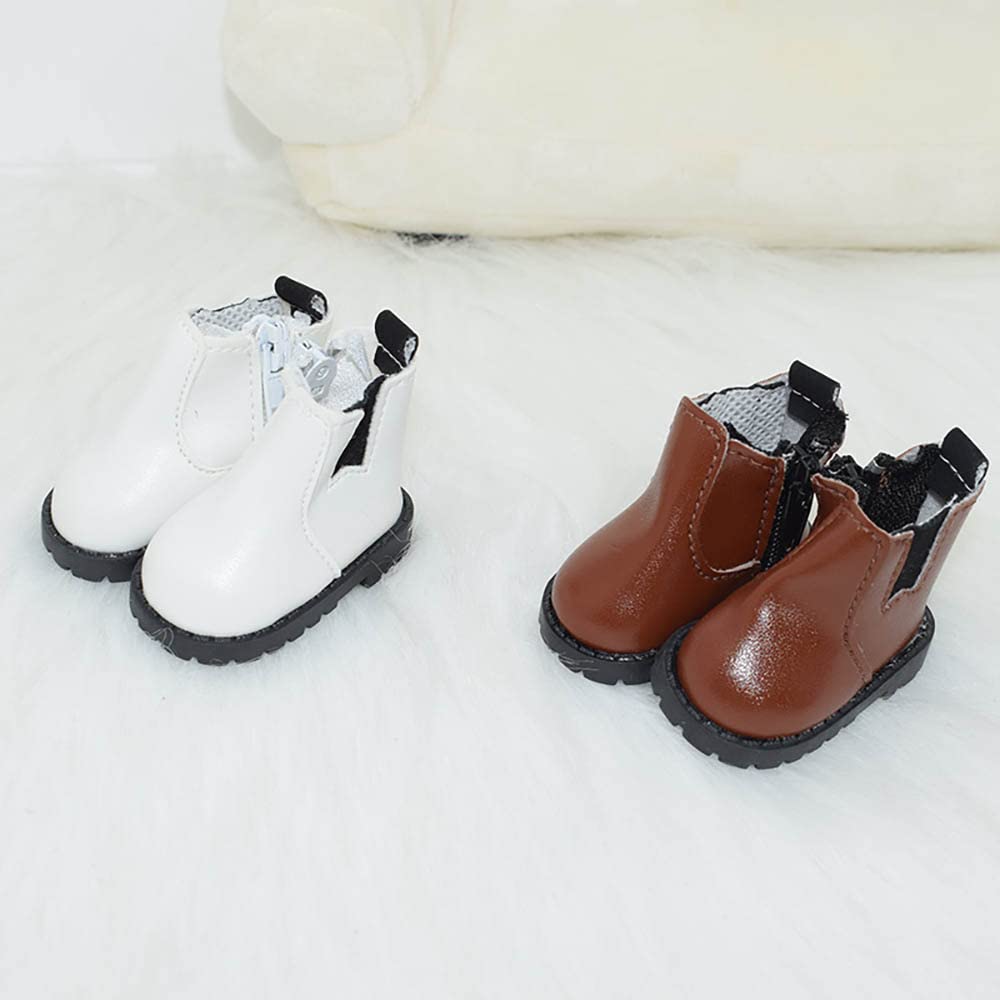 Niannyyhouse Leather Shoes Length 5.5Cm Suitable For 1/6 Bjd 8In 20Cm Plush Doll (Dark Brown)